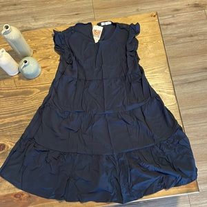 Lightweight above knee dress. Ruffle short sleeve